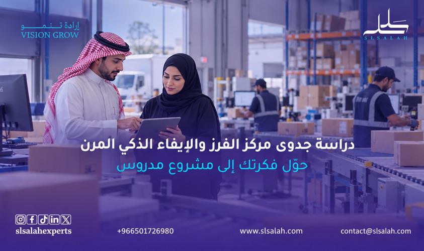 دراسة جدوى مركز الفرز والإيفاء الذكي المرن: نموذج عمل لوجستي قابل للتوسع